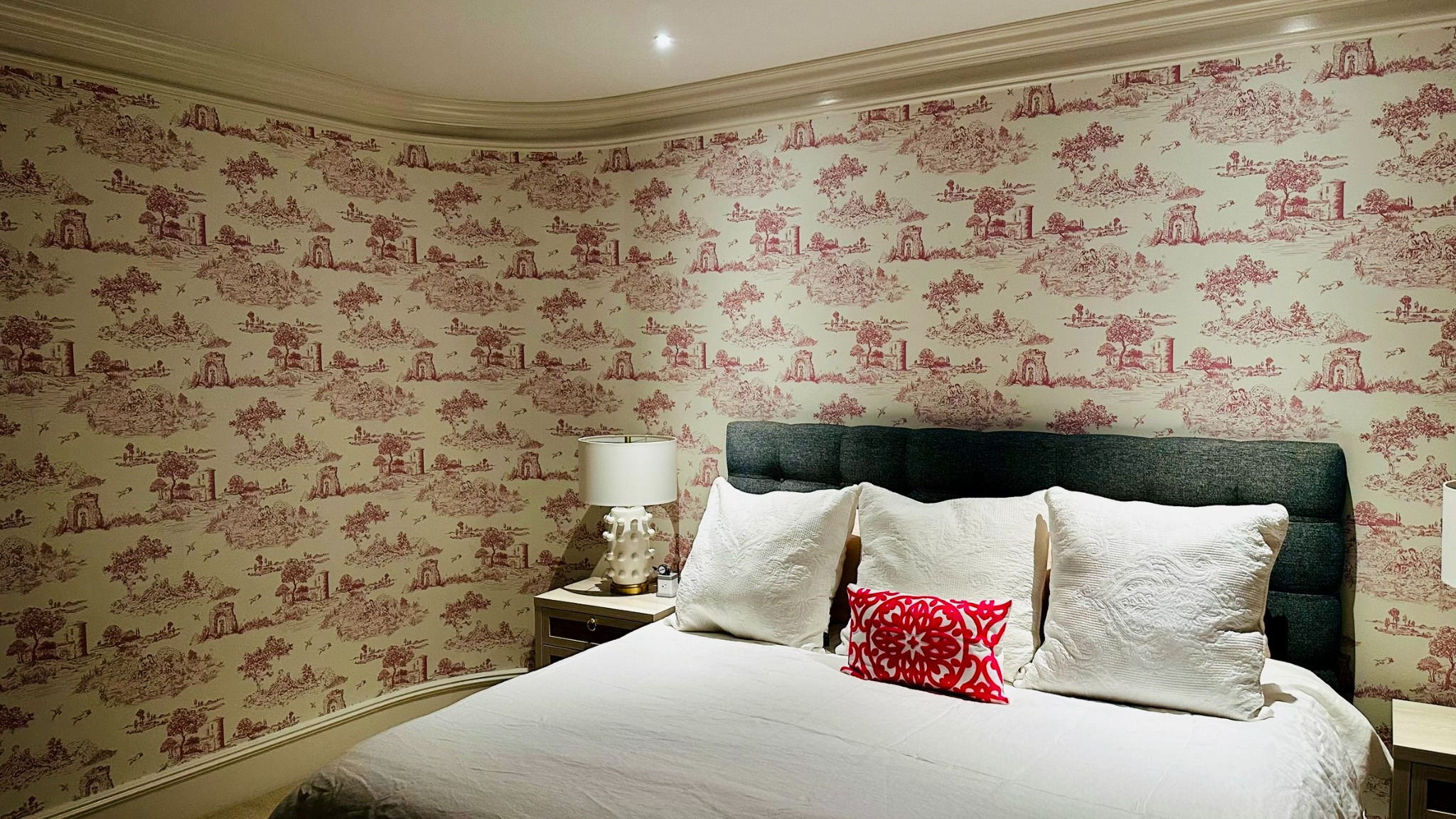 Finished pink toile bedroom makeover